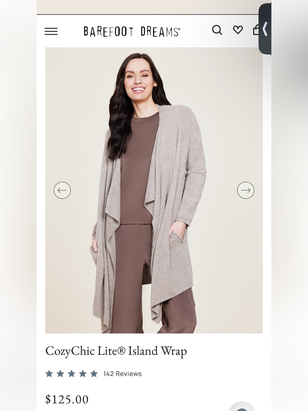 Barefoot Dreams Cozy Open-Front Waterfall Cardigan in Light Taupe